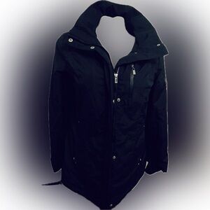 London fog black women’s zip up fleeced lined coat size large